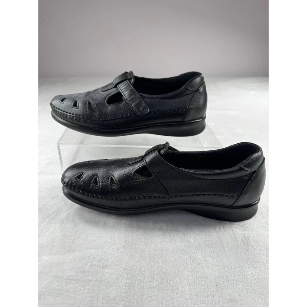 SAS‎ Roamer EZ Strap Walking Shoes Women's Black Leather Hook & Loop Comfort 6.5
